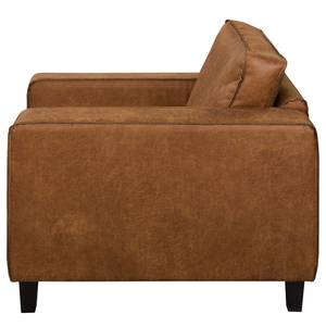 Sessel MAISON Antiklederlook - Mischgewebe Xia: Cognac