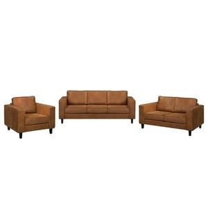 Sessel MAISON Antiklederlook - Mischgewebe Xia: Cognac