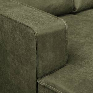 Ecksofa MAISON 1-Sitzer mit Longchair Mischgewebe Xia: Antikgrün - Longchair davorstehend links