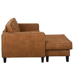 Ecksofa MAISON 1-Sitzer mit Longchair Mischgewebe Xia: Cognac - Longchair davorstehend links