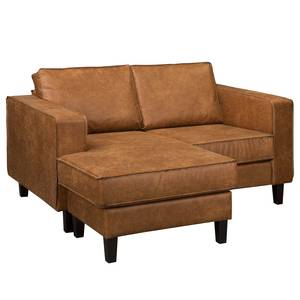 Ecksofa MAISON 1-Sitzer mit Longchair Mischgewebe Xia: Cognac - Longchair davorstehend links