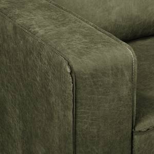 Ecksofa MAISON 1-Sitzer mit Longchair Antiklederlook - Mischgewebe Xia: Antikgrün - Longchair davorstehend rechts