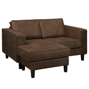 Ecksofa MAISON 1-Sitzer mit Longchair Mischgewebe Xia: Dunkelbraun - Longchair davorstehend links