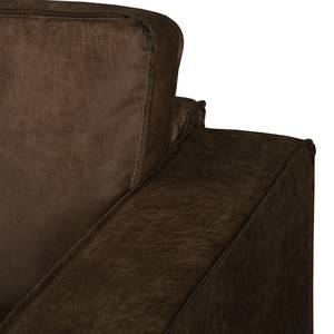 Ecksofa MAISON 1-Sitzer mit Longchair Mischgewebe Xia: Dunkelbraun - Longchair davorstehend links