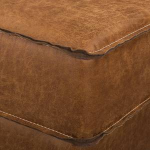 Ecksofa MAISON 1-Sitzer mit Longchair Antiklederlook - Mischgewebe Xia: Cognac - Longchair davorstehend rechts