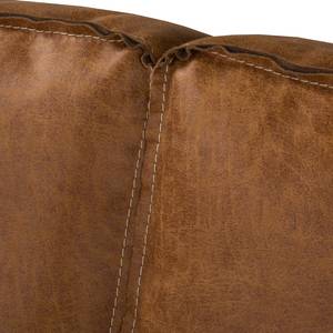 Hoekbank MAISON 2-zits + longchair antieke leerlook - Textielmix Xia: Cognac - Longchair vooraanzicht rechts