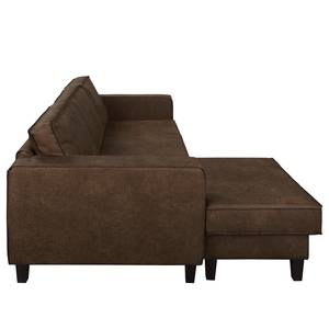 Ecksofa MAISON 2-Sitzer mit Longchair Webstoff - Mischgewebe Xia: Dunkelbraun - Longchair davorstehend links