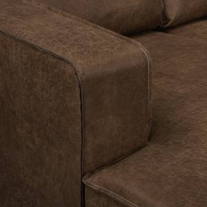 Ecksofa MAISON 2-Sitzer mit Longchair Webstoff - Mischgewebe Xia: Dunkelbraun - Longchair davorstehend links