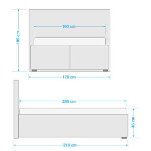 Letto imbottito Springville Grigio scuro - 160 x 200cm