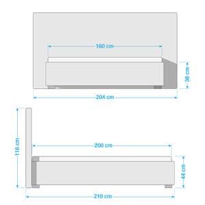 Gestoffeerd bed Whitewood Donkergrijs - 160 x 200cm