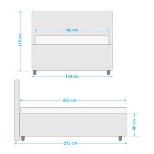 Gestoffeerd bed Yorktown Heldergrijs - 160 x 200cm