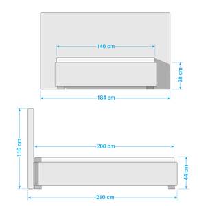 Letto imbottito Whitewood Color grigio chiaro - 140 x 200cm