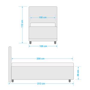 Gestoffeerd bed Yorktown Heldergrijs - 100 x 200cm