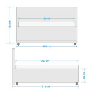 Letto imbottito Yorktown Grigio scuro - 180 x 200cm