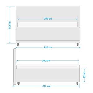 Letto imbottito Yorktown Color grigio chiaro - 200 x 200cm