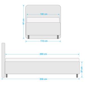 Lit capitonné McLoud Gris foncé - 100 x 200cm