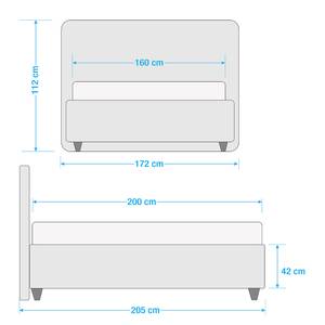 Letto imbottito Oaklands Grigio scuro - 160 x 200cm