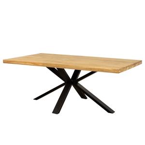 Table Arcon Chêne massif / Fer - Chêne / Noir mat - Chêne / Noir - 200 x 100 cm