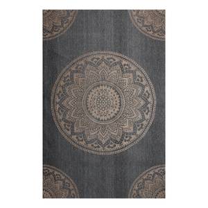 Tapis Mandala Jute / Coton - Charbon de bois / Beige