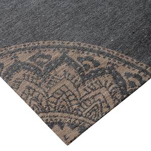 Tapis Mandala Jute / Coton - Charbon de bois / Beige