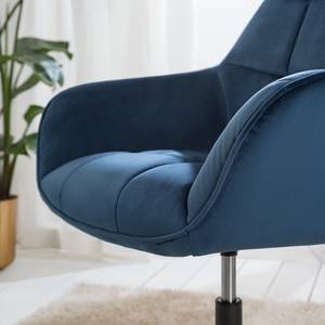 Chaise de bureau Valady I Velours / Fer - Bleu / Noir