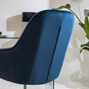 Chaise de bureau Valady I Velours / Fer - Bleu / Noir