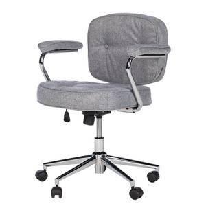 Chaise de bureau à roulettes en tissu gris clair et acier chromé