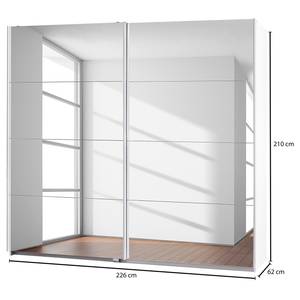 Schwebetürenschrank Caracas I Alpinweiß - Breite: 226 cm - Premium - 2 Spiegeltüren