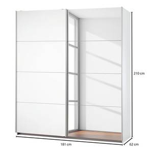 Zweefdeurkast Caracas I Alpinewit - Breedte: 181 cm - Basic - 1 spiegeldeur