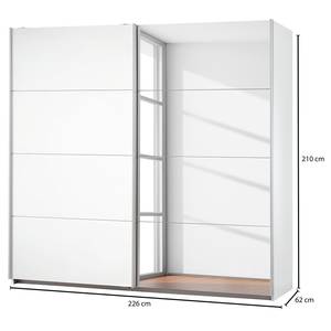 Armoire à portes coulissantes Caracas I Blanc alpin - Largeur : 226 cm - Premium - 1 miroir