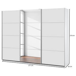 Armoire à portes coulissantes Caracas I Blanc alpin - Largeur : 271 cm - Basic - 1 miroir