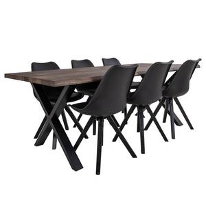 Chaises Trebes I (lot de 2) Matière plastique / Hévéa massif - Noir / Hévéa