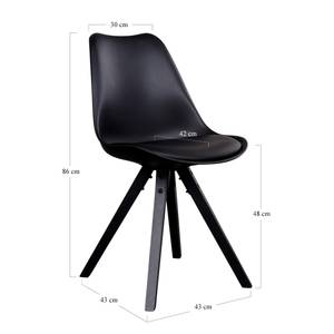 Chaises Trebes I (lot de 2) Matière plastique / Hévéa massif - Noir / Hévéa