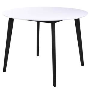 Eettafel Pomy II MDF/massief rubberboomhout - wit/zwart