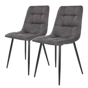 Chaises capitonnées Ormoy I (lot de 2) Microfibre / Acier - Gris / Noir