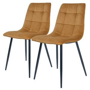 Chaises capitonnées Ormoy II (lot de 2) Velours / Acier - Jaune curry