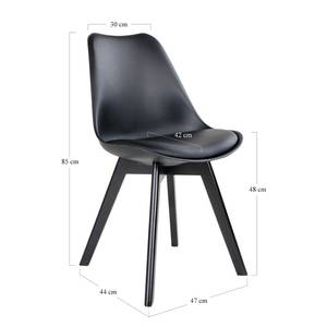 Chaises Salon (lot de 2) Matière plastique / Hévéa massif - Noir