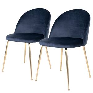 Gestoffeerde stoelen Maxou I (set van 2) fluweel/staal - Nachtblauw