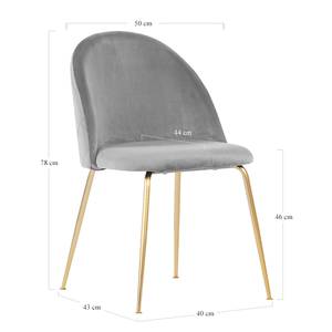 Gestoffeerde stoelen Maxou I (set van 2) fluweel/staal - Heldergrijs