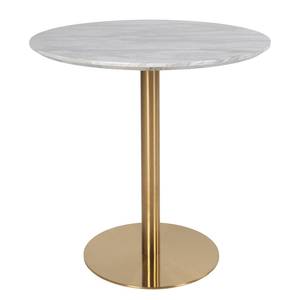 Table Monieux Imitation marbre blanc / Laiton - Diamètre : 90 cm