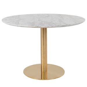 Table Monieux Imitation marbre blanc / Laiton - Diamètre : 110 cm