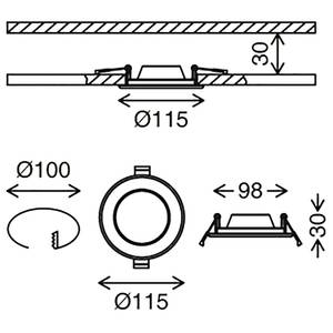 LED-Einbauleuchte  Thin Polycarbonat / Eisen - 3-flammig