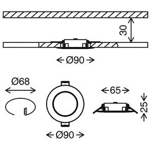 LED-Einbauleuchte  Kulana Polycarbonat / Eisen - 3-flammig