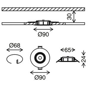 LED-Einbauleuchte  Nava Move Polycarbonat / Eisen - 3-flammig