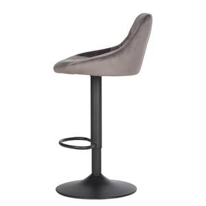 Chaises de bar Poisy (lot de 2) Velours / Fer - Gris / Noir