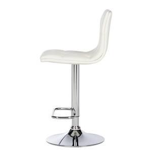 Chaises de bar Rougon (lot de 2) Imitation cuir - Chrome - Blanc