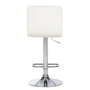 Chaises de bar Rougon (lot de 2) Imitation cuir - Chrome - Blanc