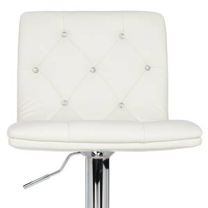 Chaises de bar Rougon (lot de 2) Imitation cuir - Chrome - Blanc