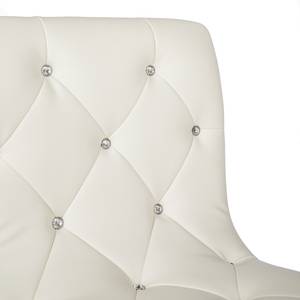 Chaises de bar Rougon (lot de 2) Imitation cuir - Chrome - Blanc
