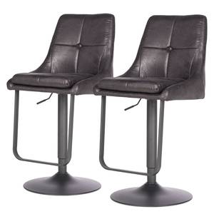 Chaises de bar Tessel (lot de 2) Microfibre / Fer - Noir vintage / Noir